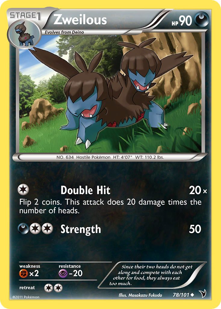 Zweilous 78/101 Pokémon Noble Victories (2011) English card — catalogue reference