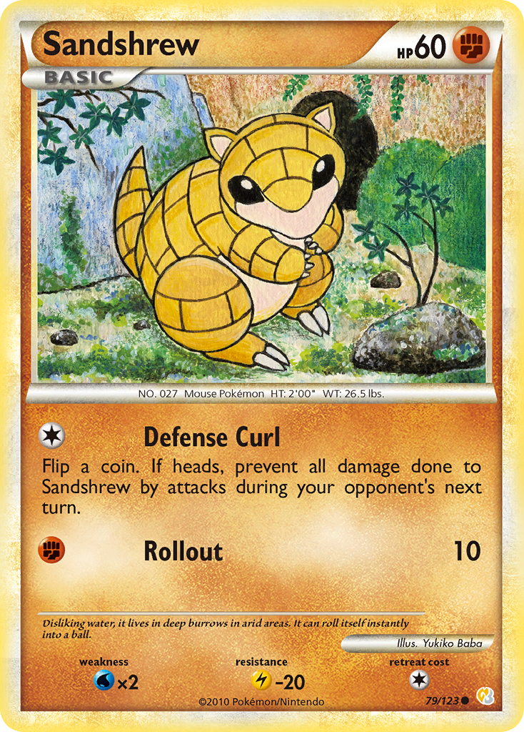 Sandshrew 79/123 Pokémon HeartGold & SoulSilver (2010) English card — catalogue reference