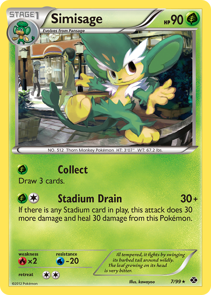 Simisage 7/99 Pokémon Next Destinies (2012) English card — catalogue reference
