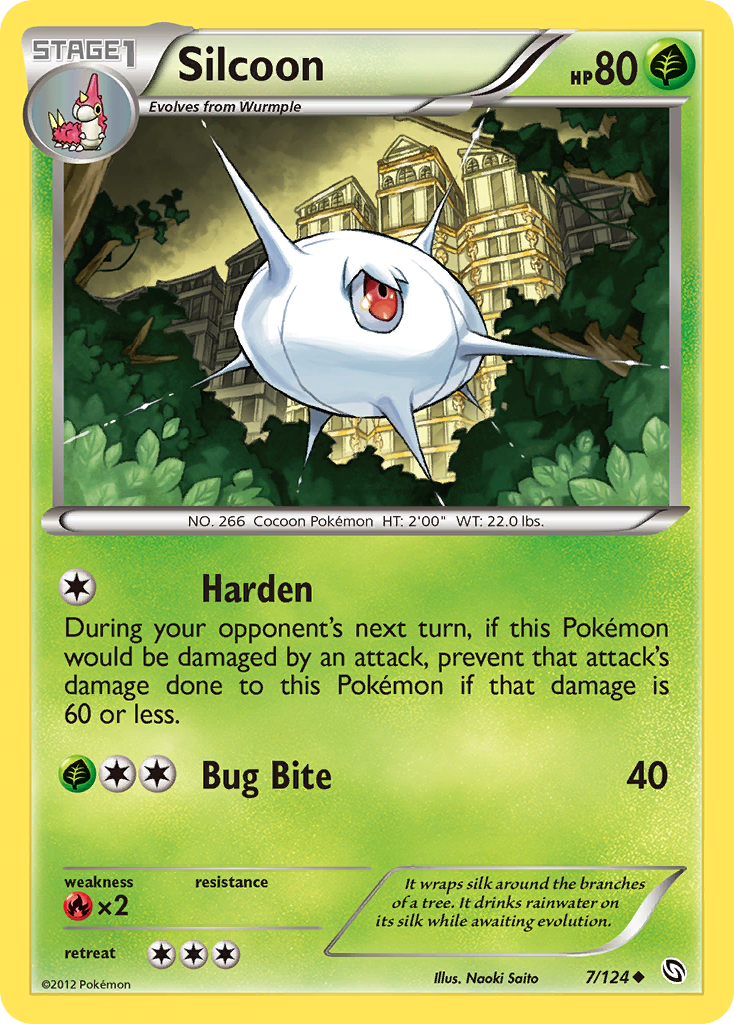 Silcoon 7/124 Pokémon Dragons Exalted (2012) English card — catalogue reference
