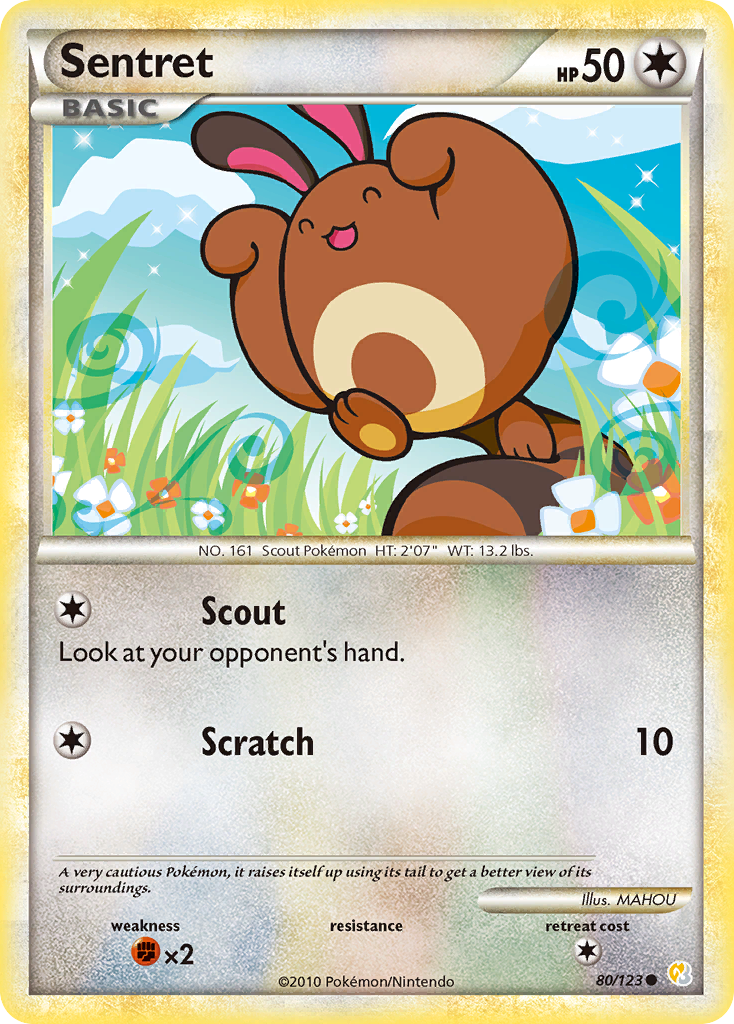 Sentret 80/123 Pokémon HeartGold & SoulSilver (2010) English card — catalogue reference