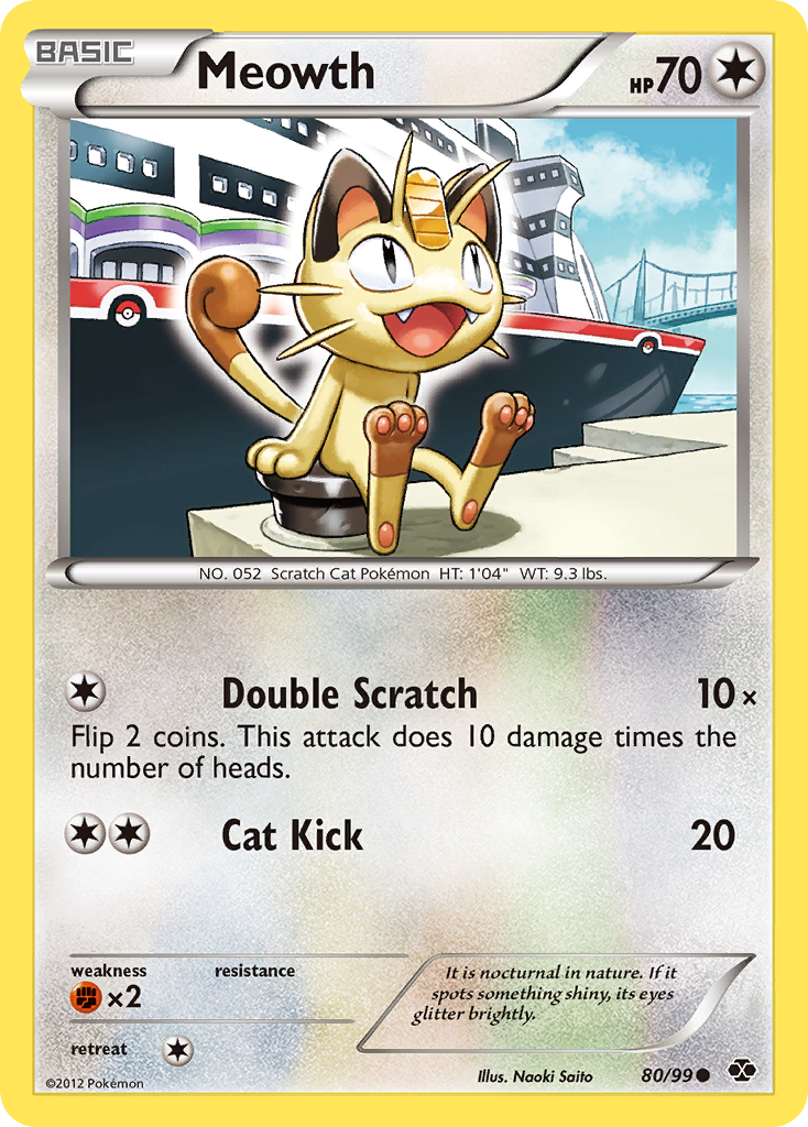 Meowth 80/99 Pokémon Next Destinies (2012) English card — catalogue reference