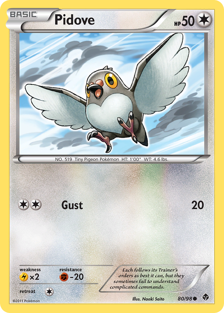Pidove 80/98 Pokémon Emerging Powers (2011) English card — catalogue reference