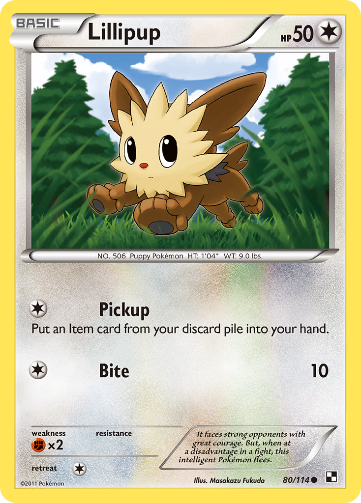 Lillipup 80/114 Pokémon Black & White (2011) English card — catalogue reference