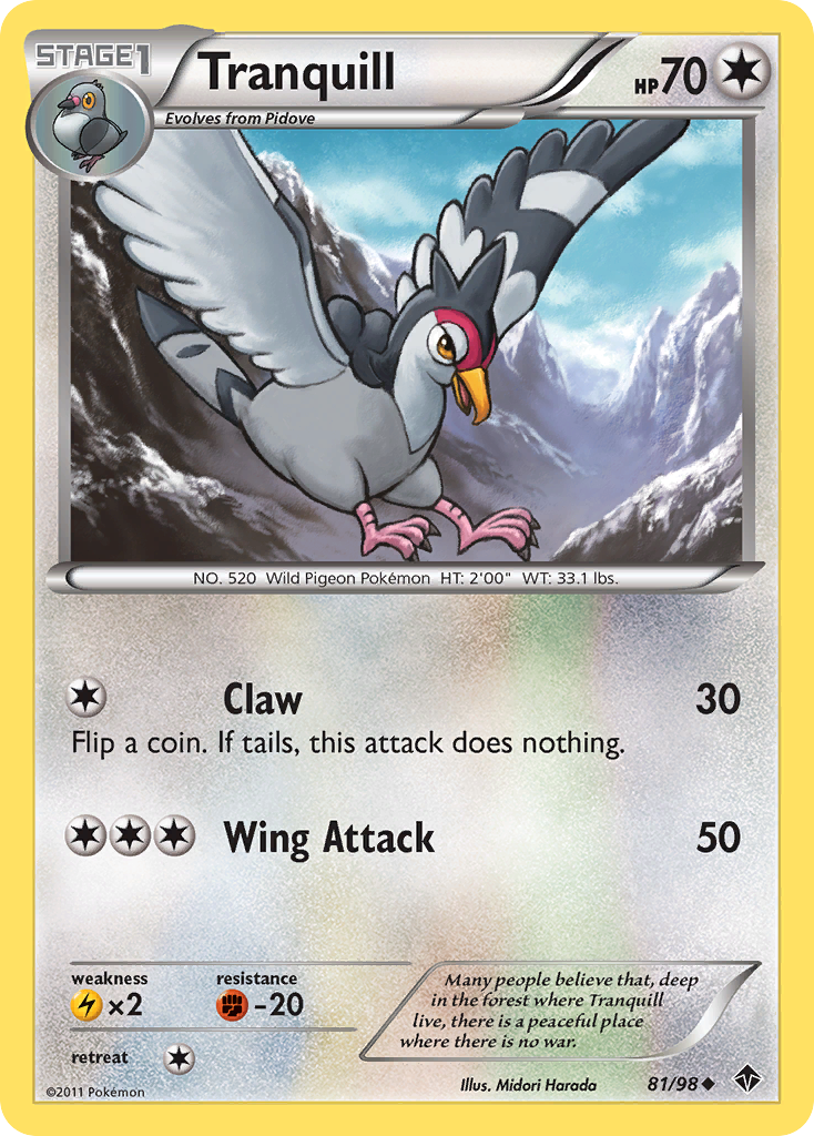 Tranquill 81/98 Pokémon Emerging Powers (2011) English card — catalogue reference