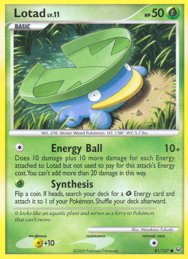 Lotad 81/127 Pokémon Platinum (2009) English card — catalogue reference