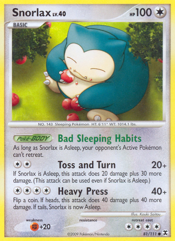 Snorlax 81/111 Pokémon Rising Rivals (2009) English card — catalogue reference
