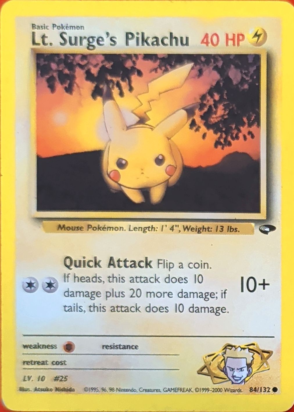 Lt. Surge's Pikachu Common Gym Challenge 084/132 MP