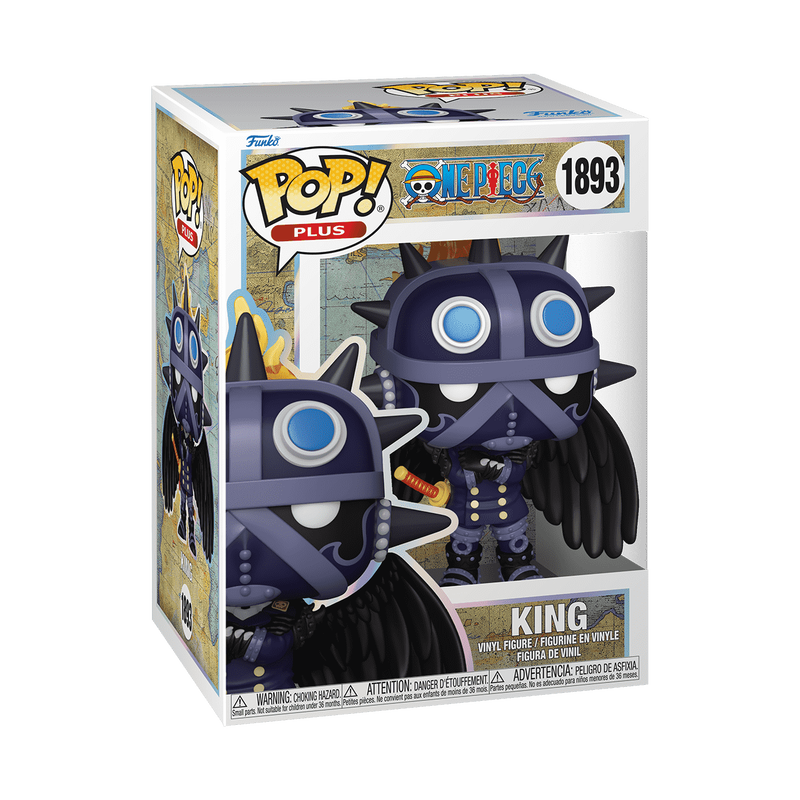Funko Pop! vinyl figure packaging with character King from One Piece