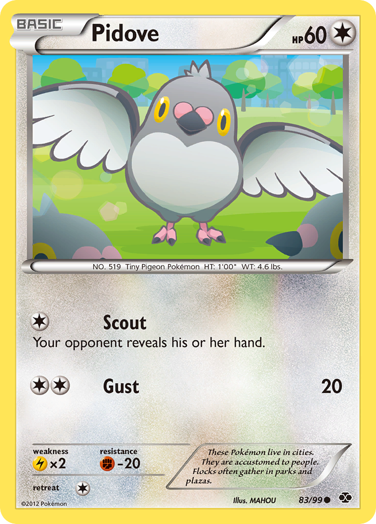 Pidove 83/99 Pokémon Next Destinies (2012) English card — catalogue reference