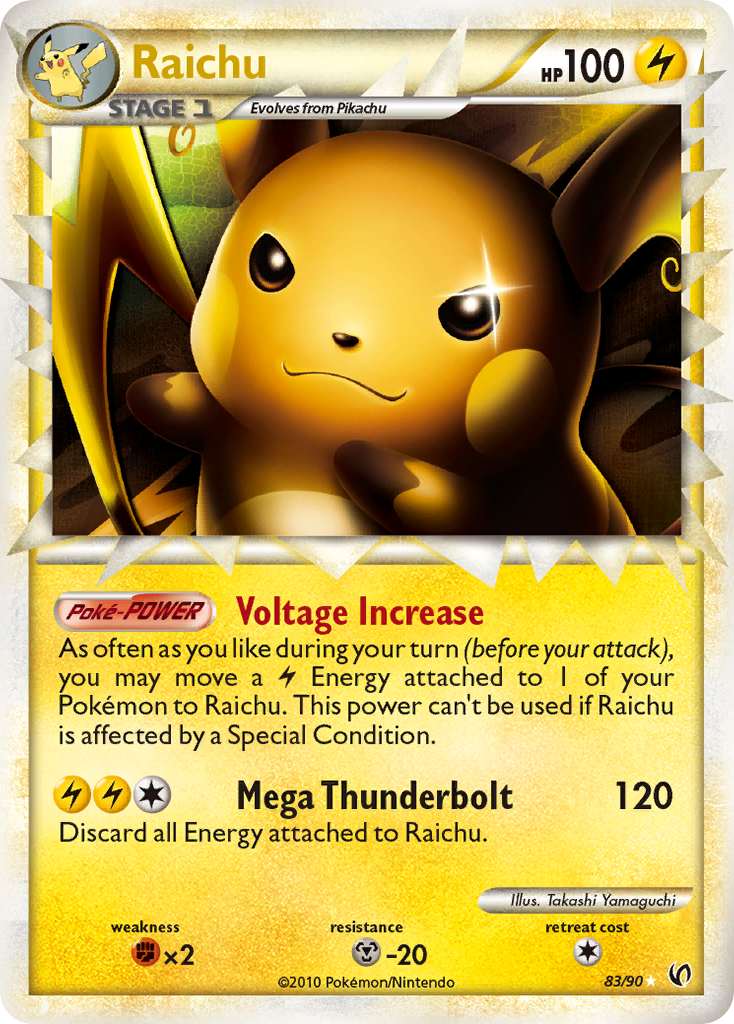 Raichu 83/90 Pokémon Undaunted (2010) English card — catalogue reference