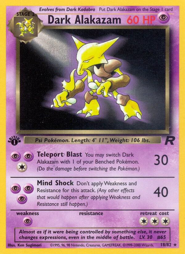 Dark Alakazam (18) Rare Team Rocket 18/82 MP (Back)
