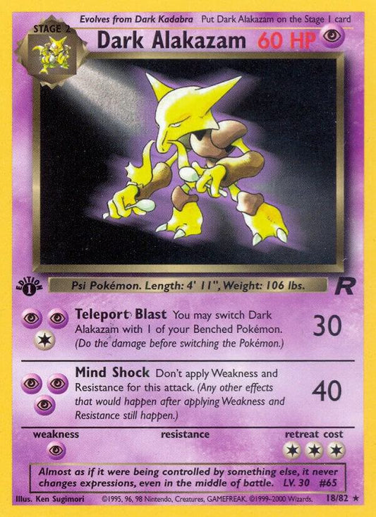 Dark Alakazam (18) Rare Team Rocket 18/82 MP (Back)