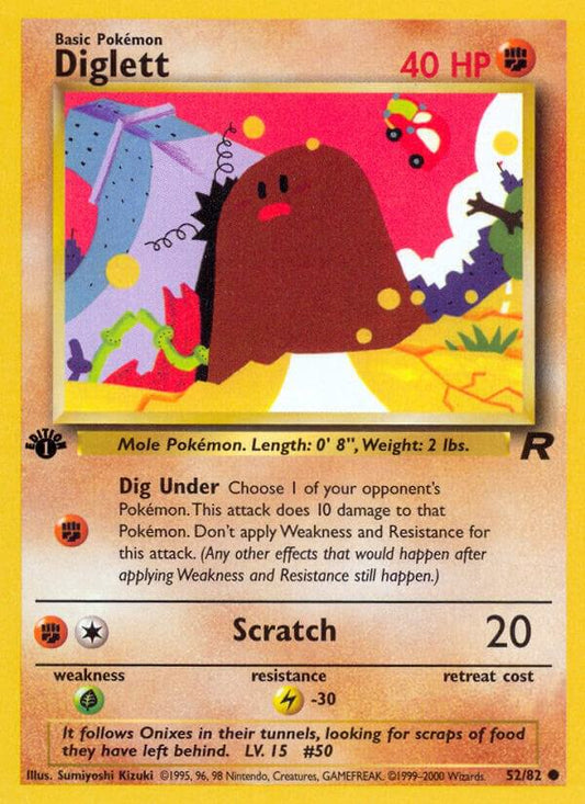 Diglett Common Team Rocket 52/82 MP (Back)