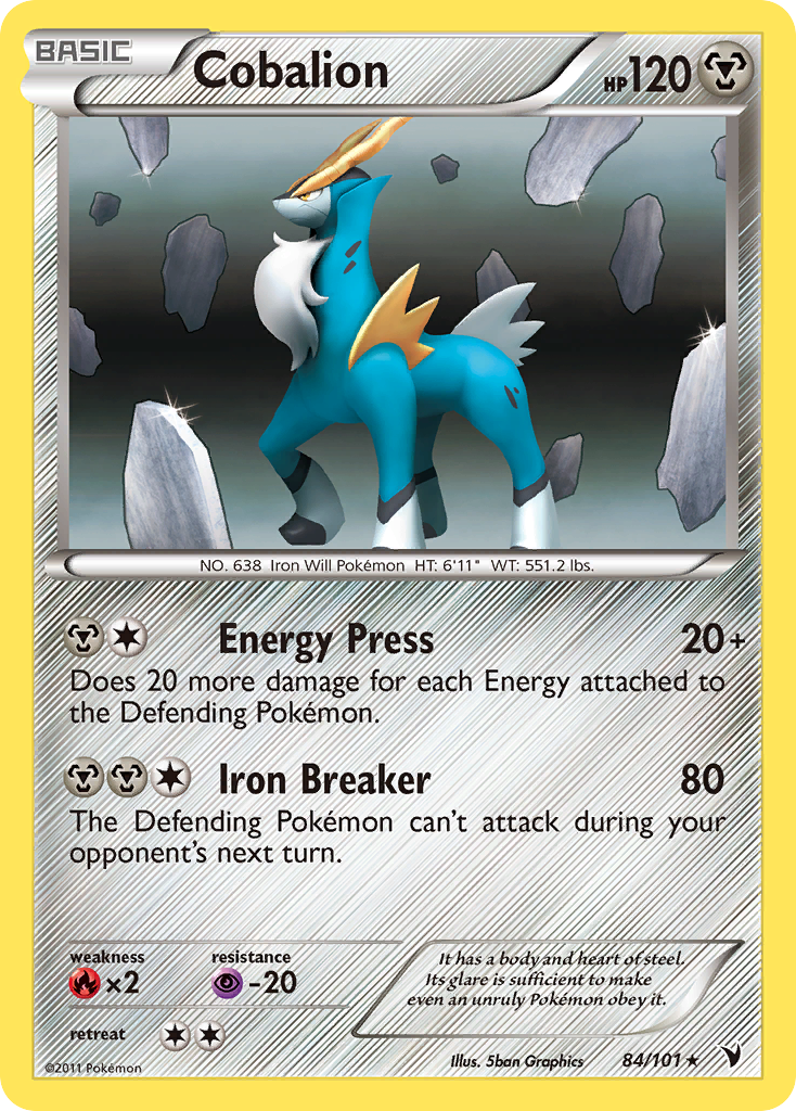 Cobalion 84/101 Pokémon Noble Victories (2011) English card — catalogue reference