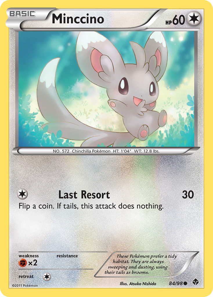 Minccino 84/98 Pokémon Emerging Powers (2011) English card — catalogue reference