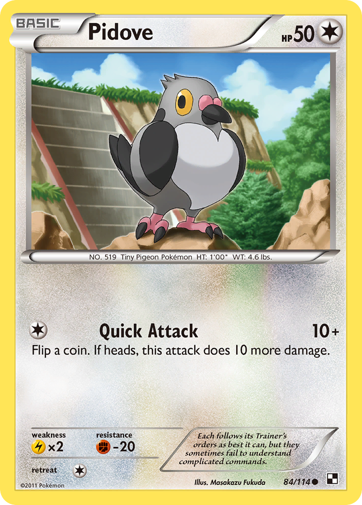 Pidove 84/114 Pokémon Black & White (2011) English card — catalogue reference