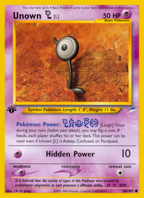 Unown [L] 86/105 — Pokémon Neo Destiny