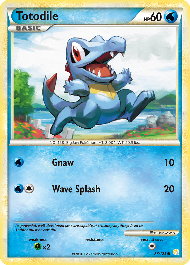 Totodile 86/123 Pokémon HeartGold & SoulSilver (2010) English card — catalogue reference