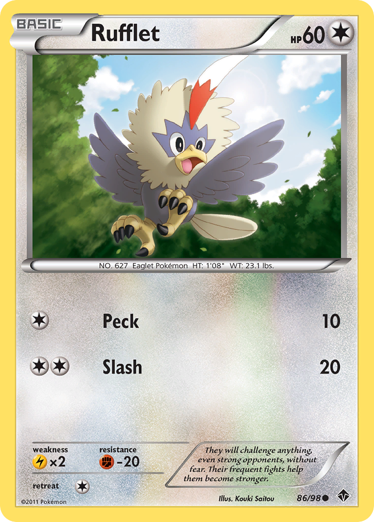 Rufflet 86/98 Pokémon Emerging Powers (2011) English card — catalogue reference