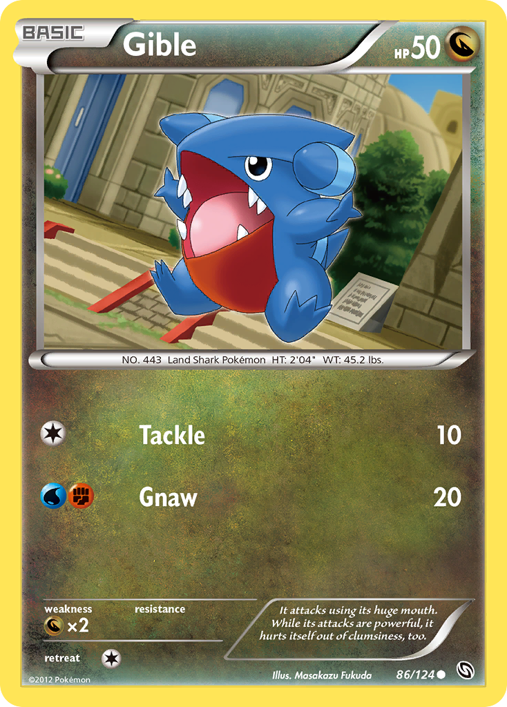 Gible 86/124 Pokémon Dragons Exalted (2012) English card — catalogue reference