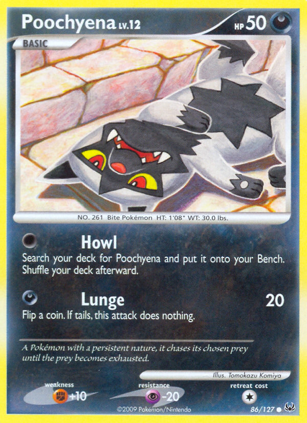 Poochyena 86/127 Pokémon Platinum (2009) English card — catalogue reference