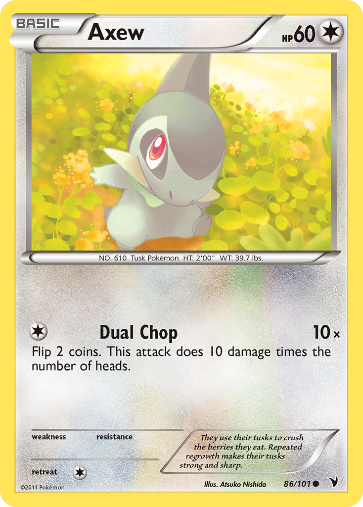 Axew 86/101 Pokémon Noble Victories (2011) English card — catalogue reference