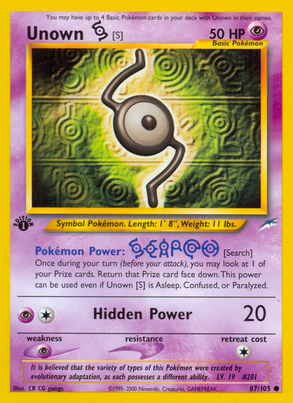 Unown [S] 87/105 — Pokémon Neo Destiny