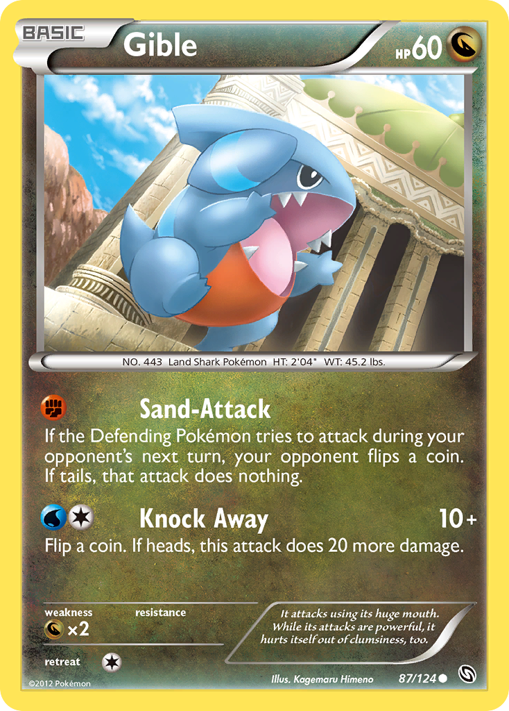 Gible 87/124 Pokémon Dragons Exalted (2012) English card — catalogue reference