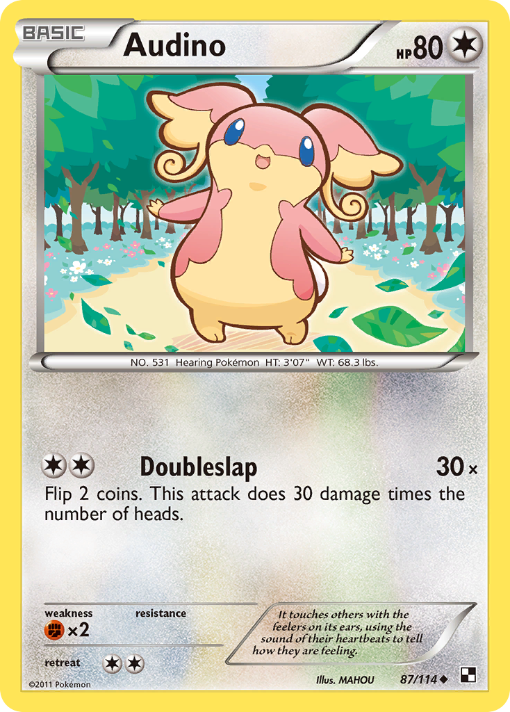 Audino 87/114 Pokémon Black & White (2011) English card — catalogue reference