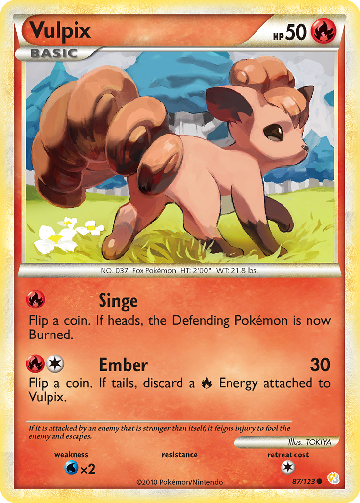 Vulpix 87/123 Pokémon HeartGold & SoulSilver (2010) English card — catalogue reference