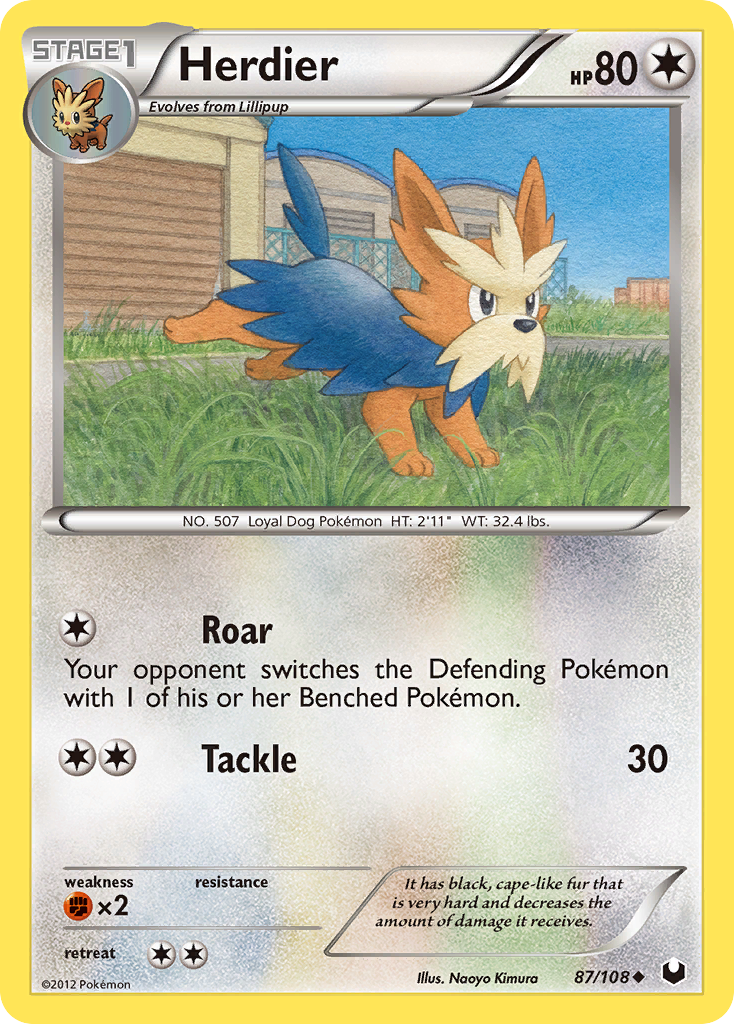 Herdier 87/108 Pokémon Dark Explorers (2012) English card — catalogue reference