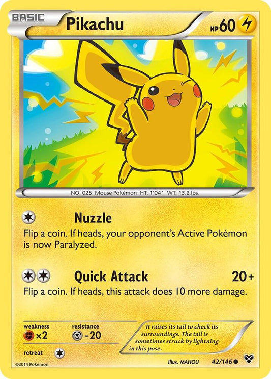 Pikachu Common XY Base Set 42/146 MP (Back)