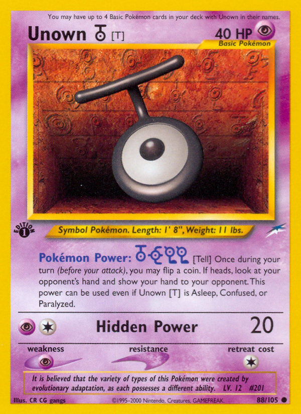 Unown [T] 88/105 — Pokémon Neo Destiny