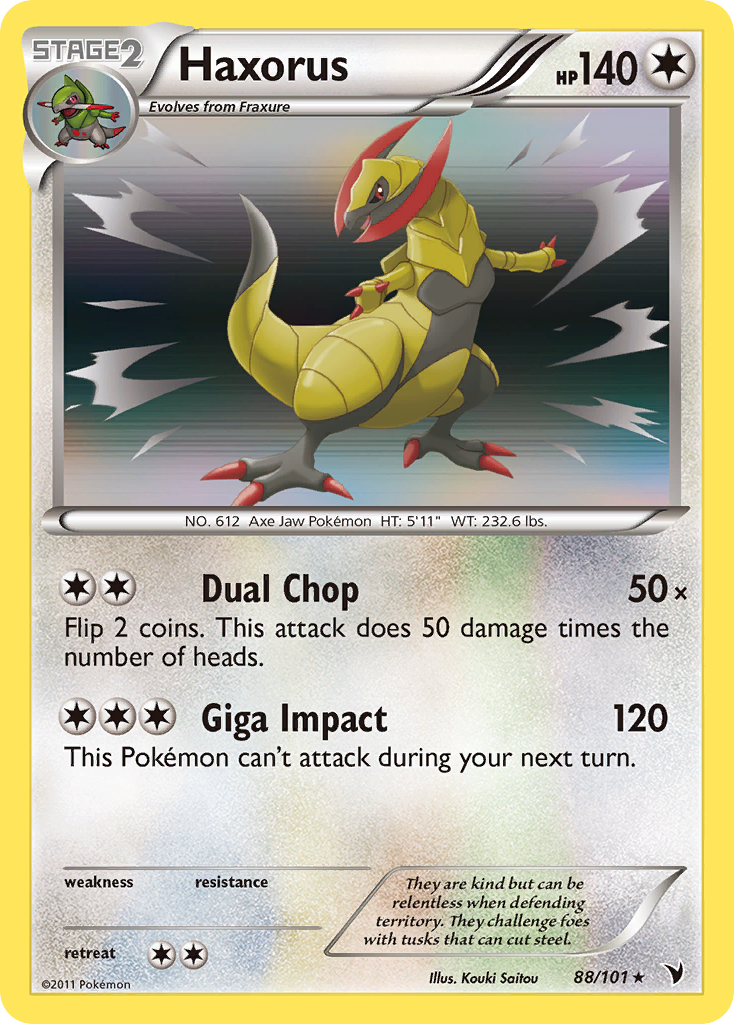 Haxorus 88/101 Pokémon Noble Victories (2011) English card — catalogue reference