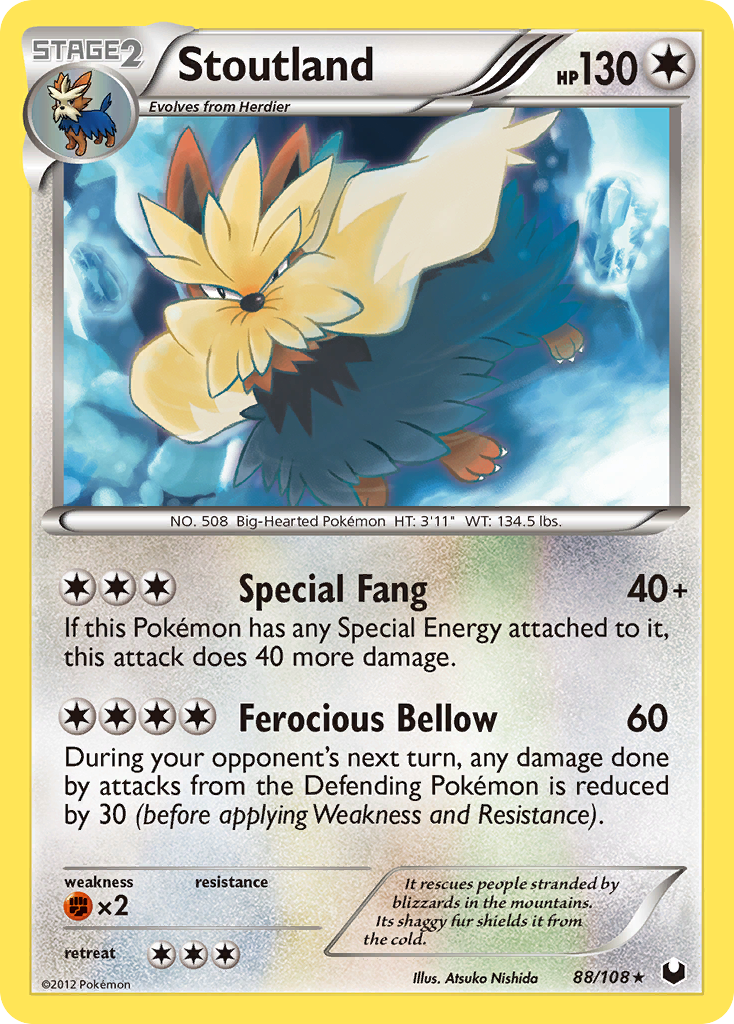 Stoutland 88/108 Pokémon Dark Explorers (2012) English card — catalogue reference