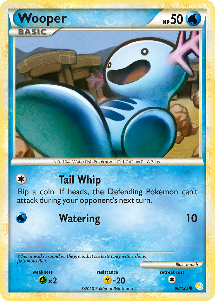 Wooper 88/123 Pokémon HeartGold & SoulSilver (2010) English card — catalogue reference