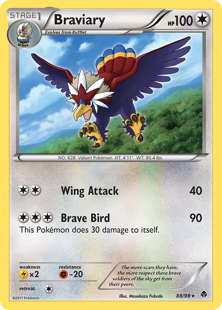 Braviary 88/98 Pokémon Emerging Powers (2011) English card — catalogue reference
