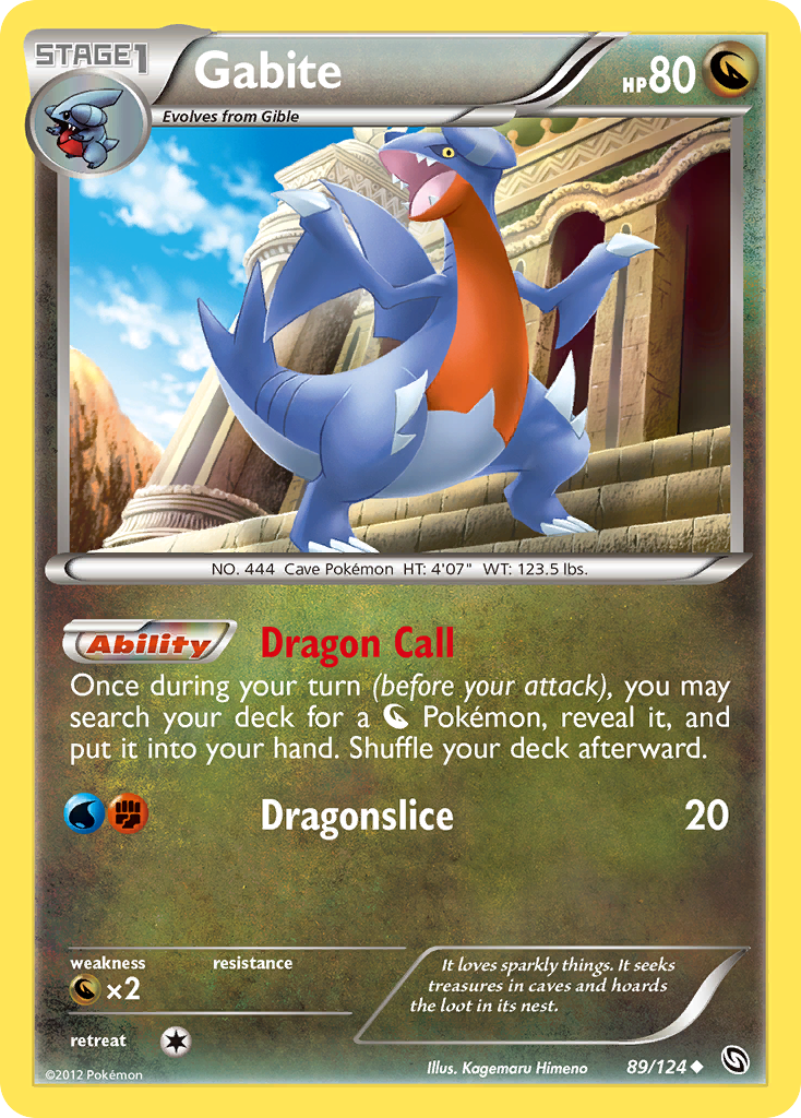 Gabite 89/124 Pokémon Dragons Exalted (2012) English card — catalogue reference