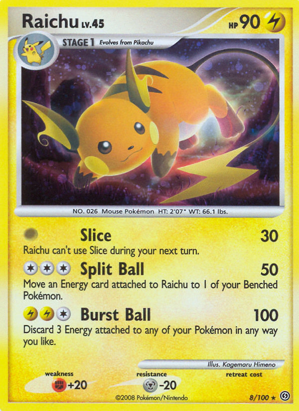 Raichu 8/100 Pokémon Stormfront (2008) English card — catalogue reference