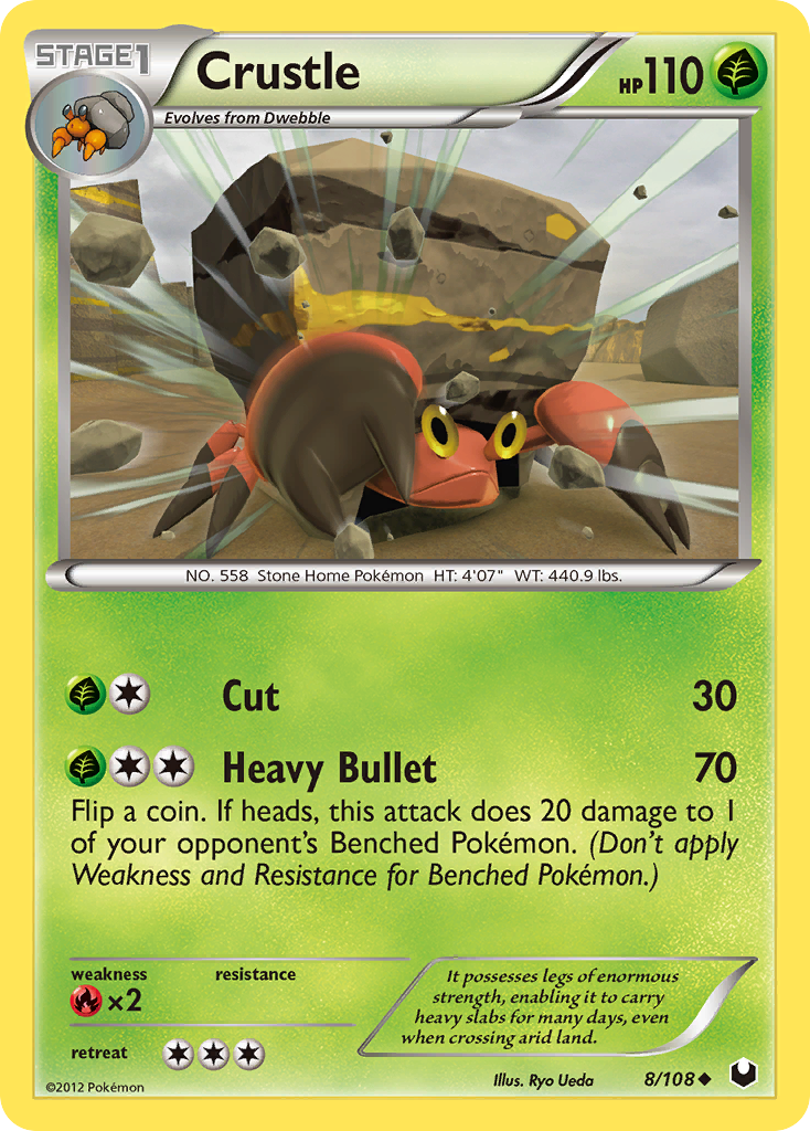 Crustle 8/108 Pokémon Dark Explorers (2012) English card — catalogue reference