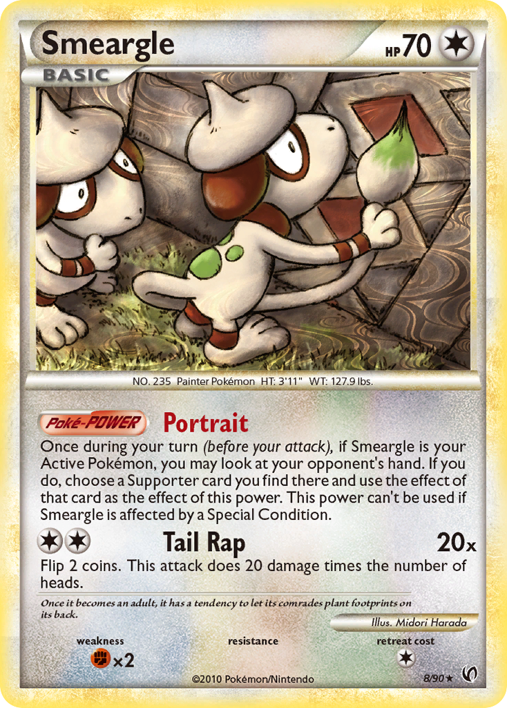 Smeargle 8/90 Pokémon Undaunted (2010) English card — catalogue reference
