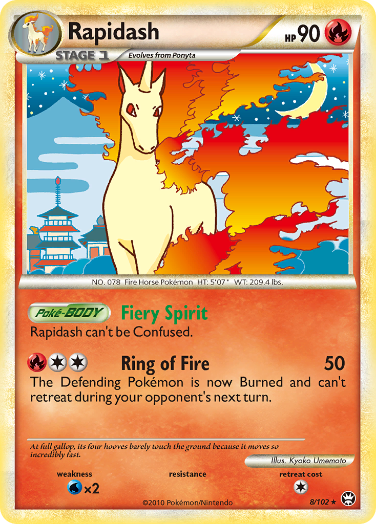 Rapidash 8/102 Pokémon Triumphant (2010) English card — catalogue reference
