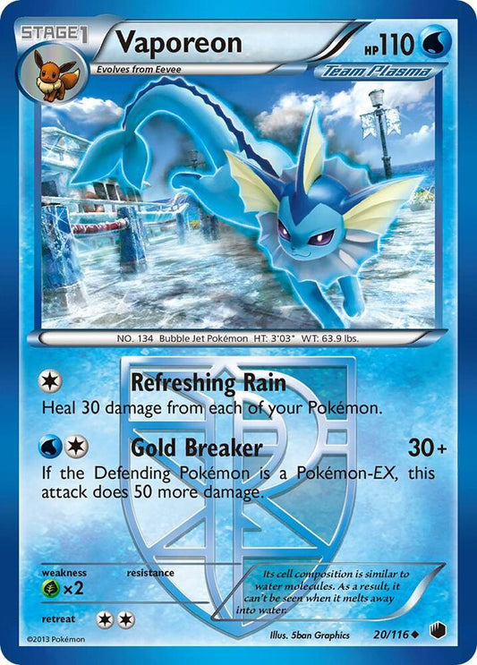 Vaporeon (Team Plasma) Uncommon Plasma Freeze 20/116 MP (Back)