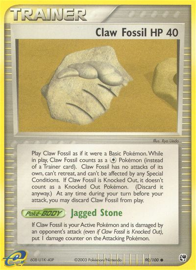 Claw Fossil 90/100 — Pokémon EX Sandstorm