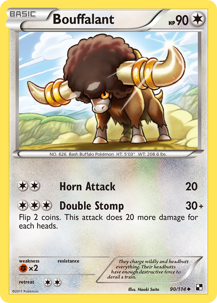 Bouffalant 90/114 Pokémon Black & White (2011) English card — catalogue reference