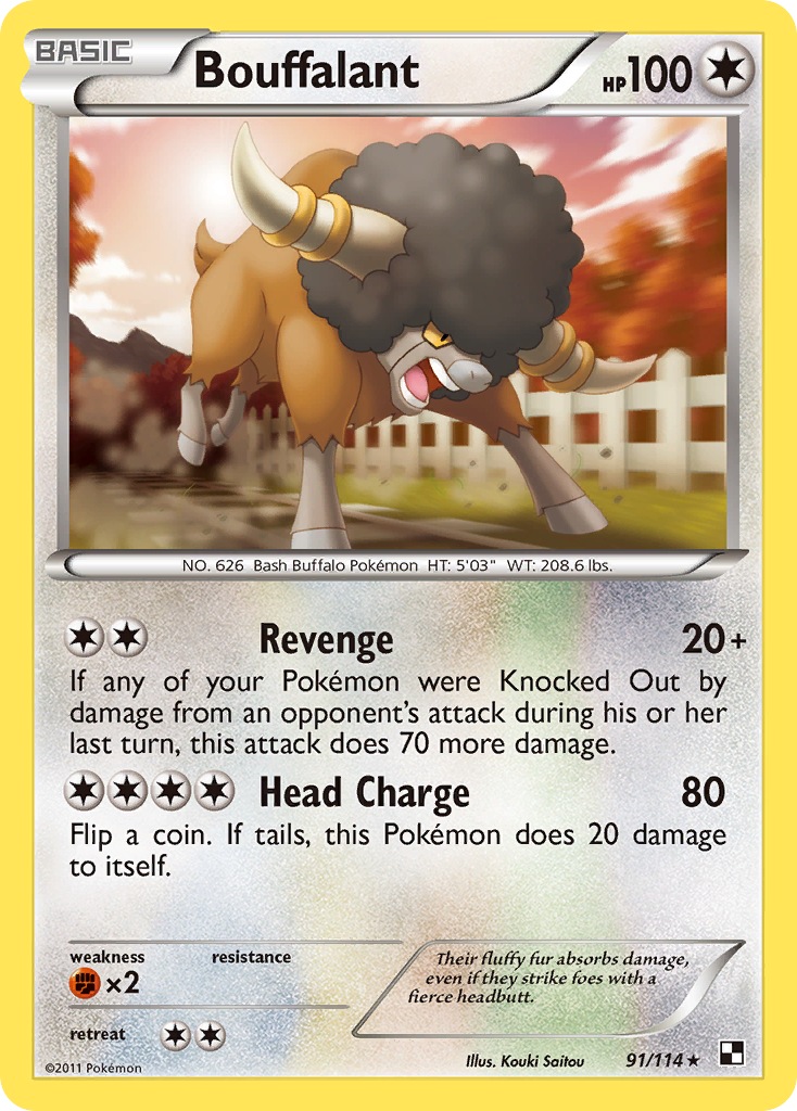 Bouffalant 91/114 Pokémon Black & White (2011) English card — catalogue reference