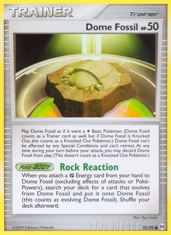 Dome Fossil 92/99 Pokémon Arceus (2009) English card — catalogue reference