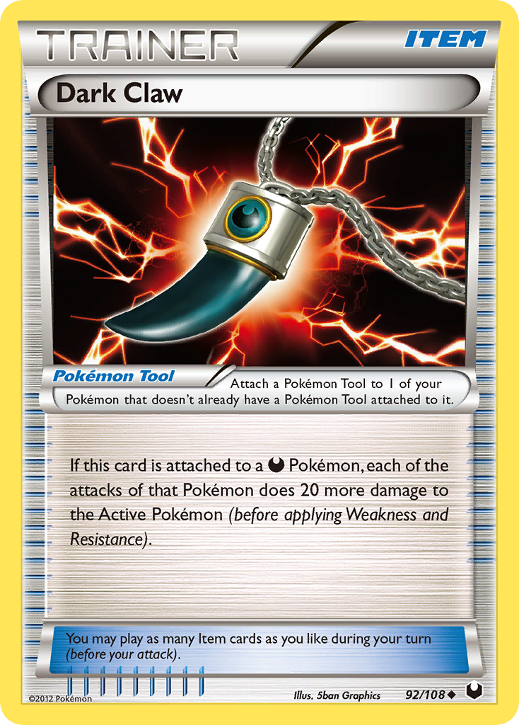 Dark Claw 92/108 Pokémon Dark Explorers (2012) English card — catalogue reference