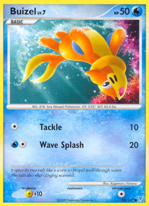 Buizel 92/147 Pokémon Supreme Victors (2009) English card — catalogue reference